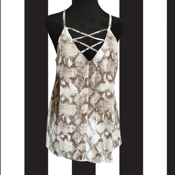 White Birch Snakeskin Print Spaghetti Strap Blouse Sexy Y2K Size Medium - Picture 1 of 9